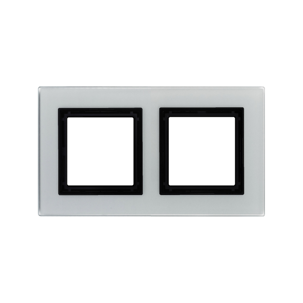 Рамка из натурального стекла, "Avanti", светло-серая, 2 поста (4 мод.)