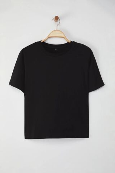 Черная футболка большого размера с обычной посадкой TBBSS25BF00061