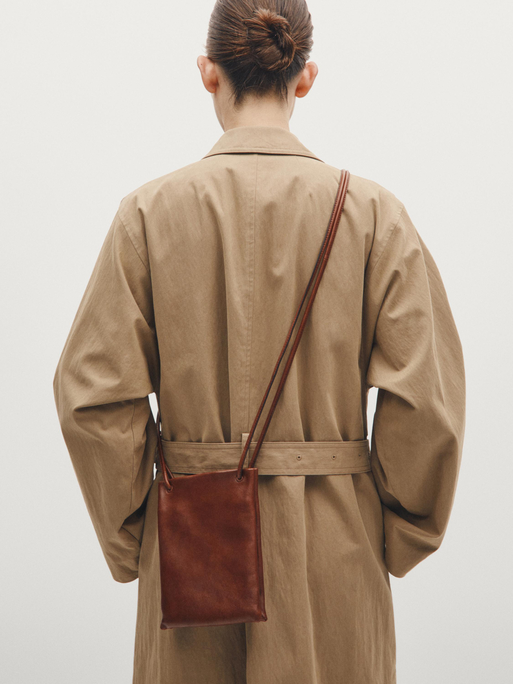 Massimo Dutti Сумка через плечо из кожи наппа, коричневый