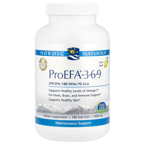 Nordic Naturals, ProEFA® - 3-6-9, лимон, 180 капсул
