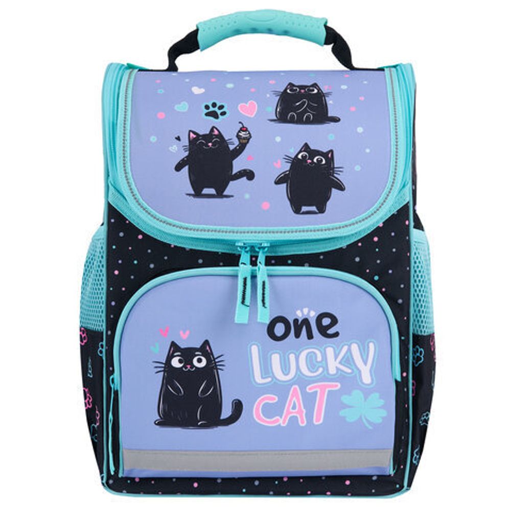 Ранец ПИФАГОР BASIC, 1 отделение, 3 кармана, эргономичная спинка, "Funny cats", 35х28х18 см, 273135