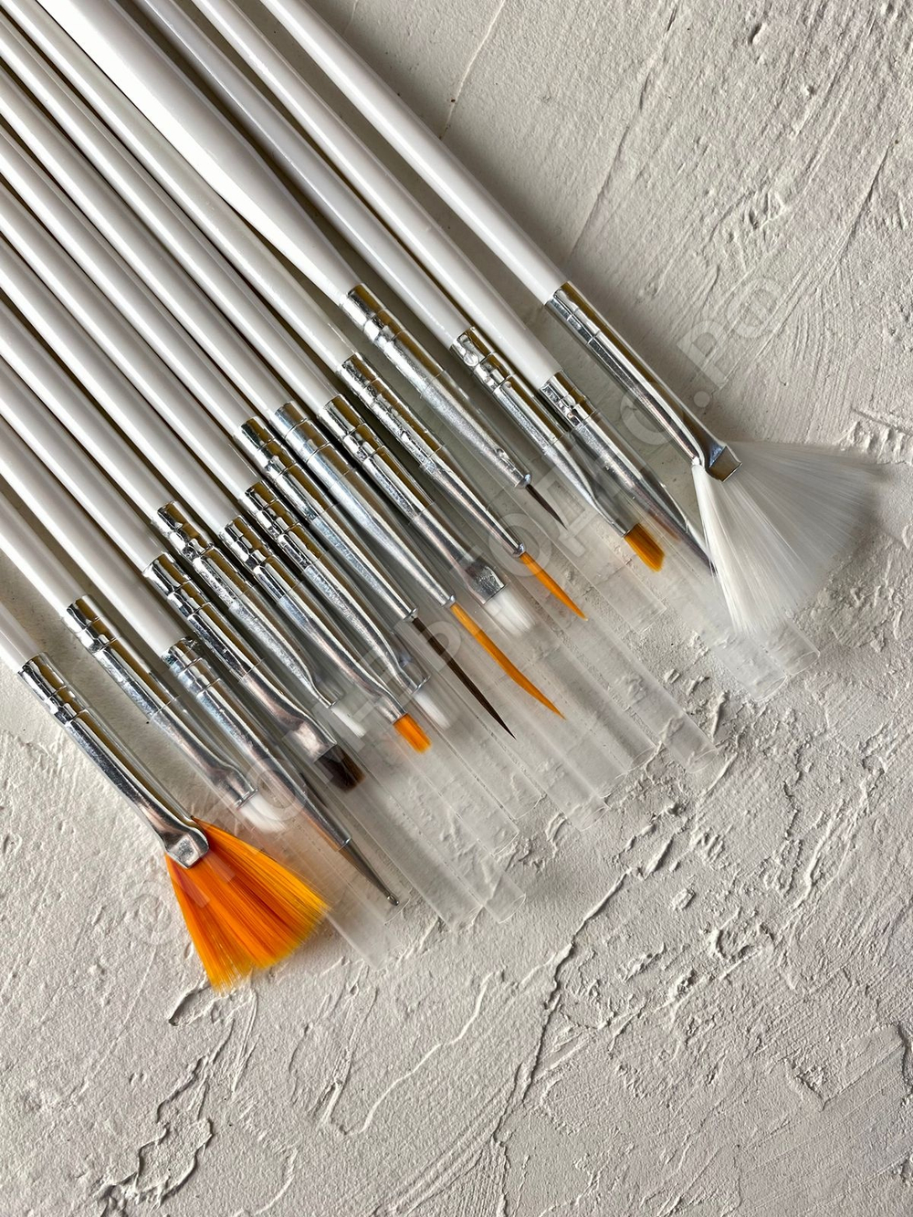 Набор кистей для маникюра, 15 шт, белый