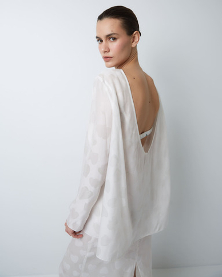 Топ с открытой спиной из смесового шелка Стелла Маккартни сердечки белый