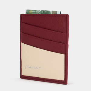 Кожаный картхолдер Carte Bicolor вишневого цвета