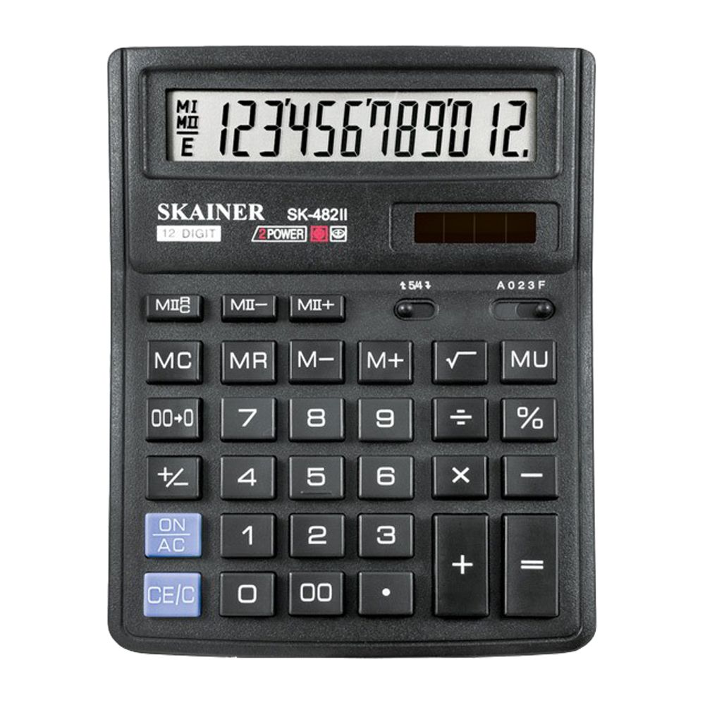 Калькулятор настольный SKAINER 12 Bit, LCD, 19.2*14.3*3.9 см, чёрный