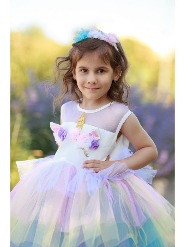 платье радужного единорога пышное