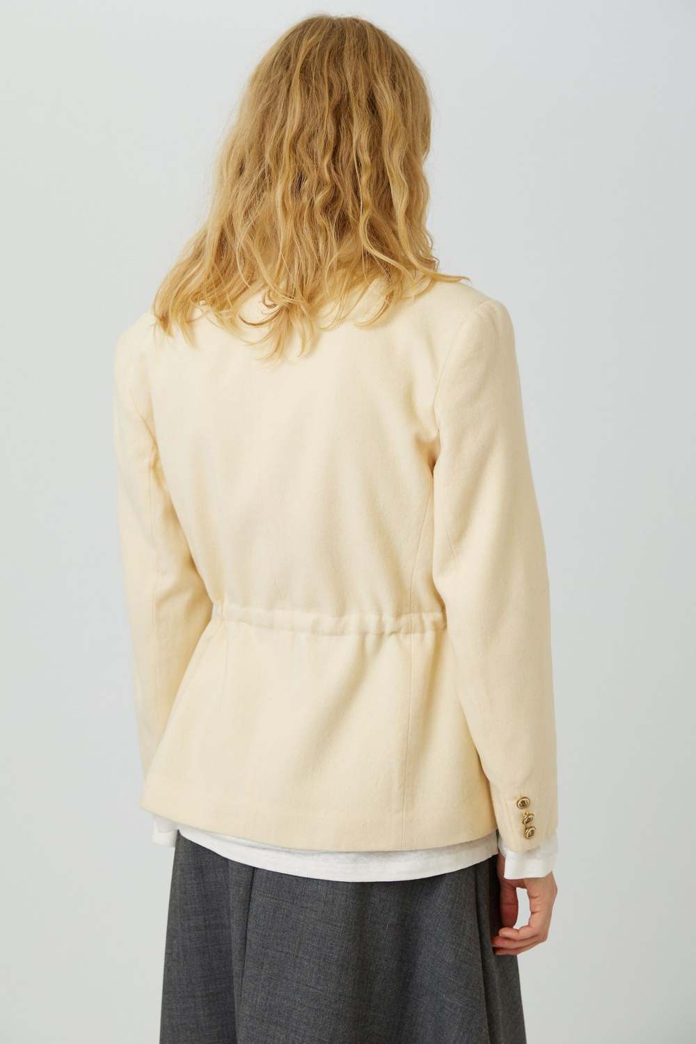 Винтажный жакет из молочной шерсти с кулиской