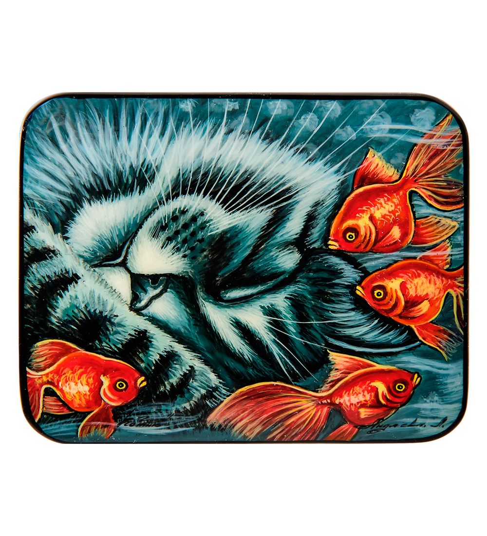 Народные промыслы ШК-55/186-C Шкатулка «Котик» Лидяева Л.