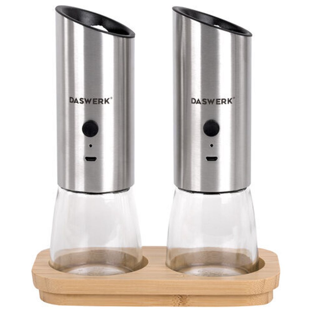 Набор гравитационных мельниц для соли и специй, электрические, 2 шт., USB, PM-8, DASWERK, 456626