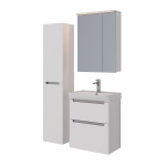 Шкаф зеркальный Lemark ZENON 60х80 см 2-х дверный с козырьком-подсветкой, с розеткой, цвет корпуса: белый глянец