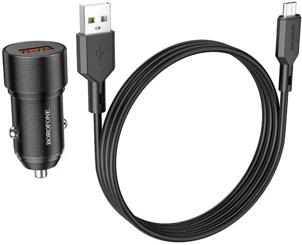 АЗУ с кабелем micro 1USB 3.0А Borofone BZ19A black