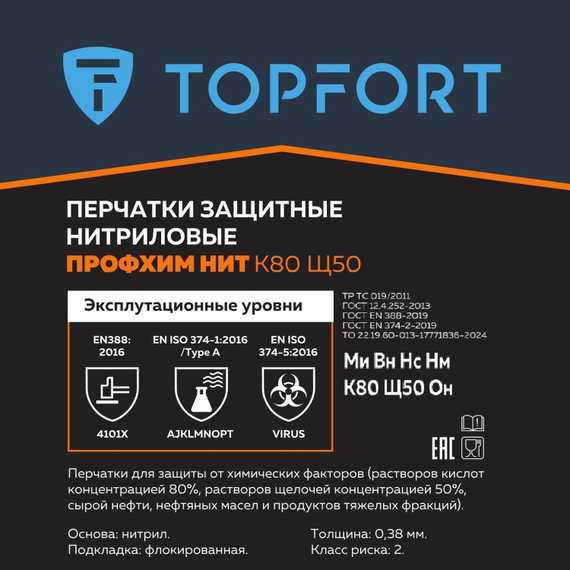 Перчатки нитриловые кислотощелочестойкие Профхим Нит синие TOPFORT