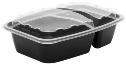 Одноразовые контейнеры с крышкой двухсекционные 830мл 211х146х51мм (50/150шт)