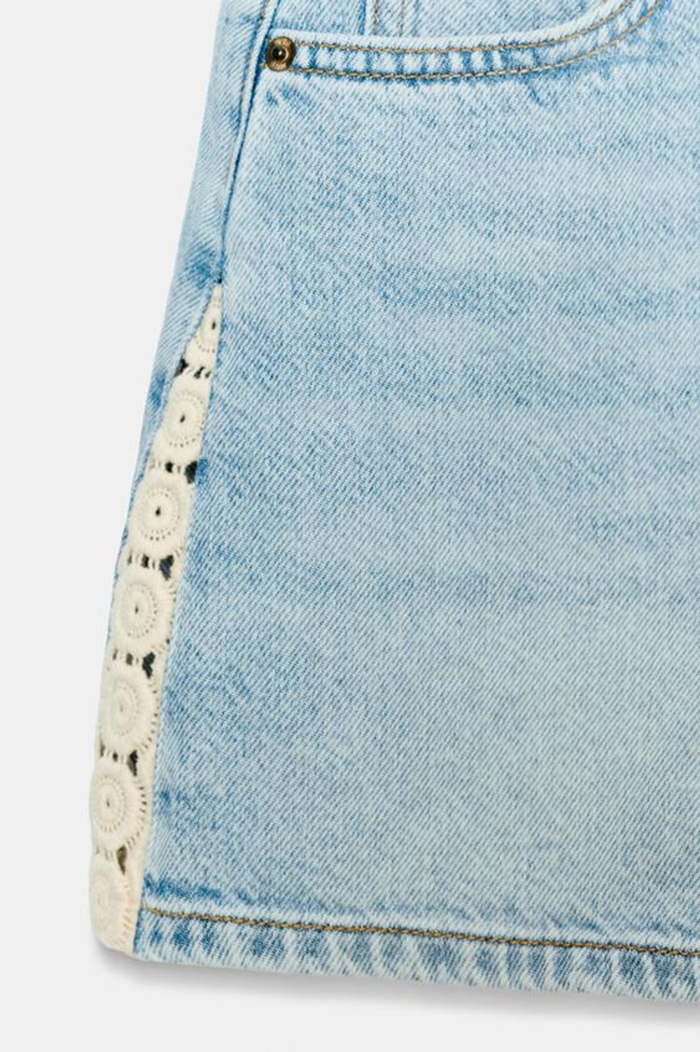 ZARA ШОРТЫ Z1975 С ВЯЗАНЫМИ ДЕТАЛЯМИ, ВЫЦВЕТШИЙ СИНИЙ