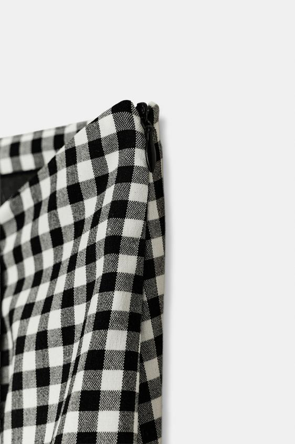 ZARA ЮБКА ВИШИ В КЛЕТКУ СО СБОРКАМИ, ЧЕРНЫЙ/БЕЛЫЙ