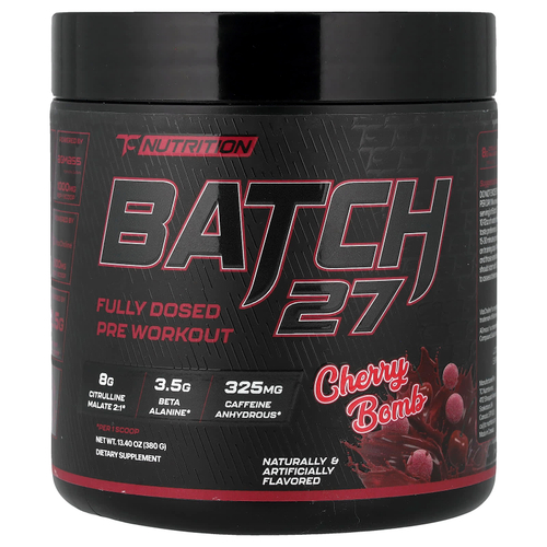 TC Nutrition, Batch 27, предтренировочная добавка, вишня, 380 г (13,4 унции)