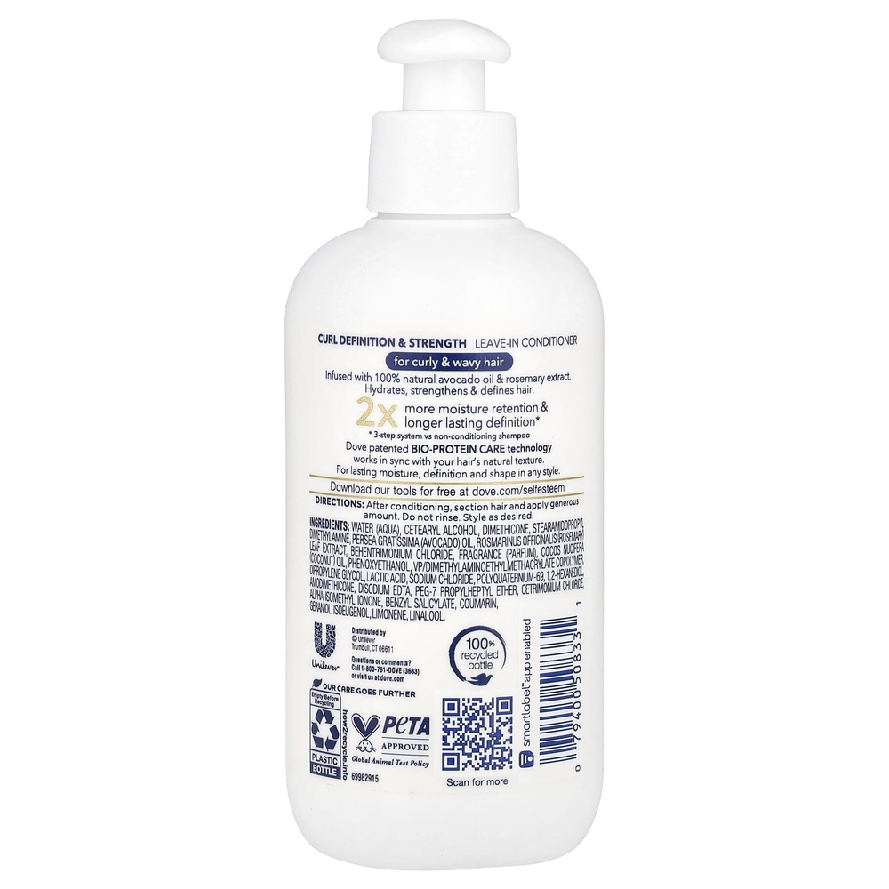 Dove, Несмываемый кондиционер для создания и укрепления локонов, для вьющихся и волнистых волос, 222 мл (7,5 жидк. унц.)