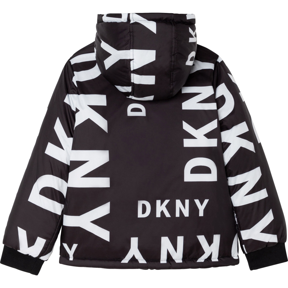 Куртка двухсторонняя с капюшоном DKNY Черный/Принт: белые логотипы//Черный Мальчик