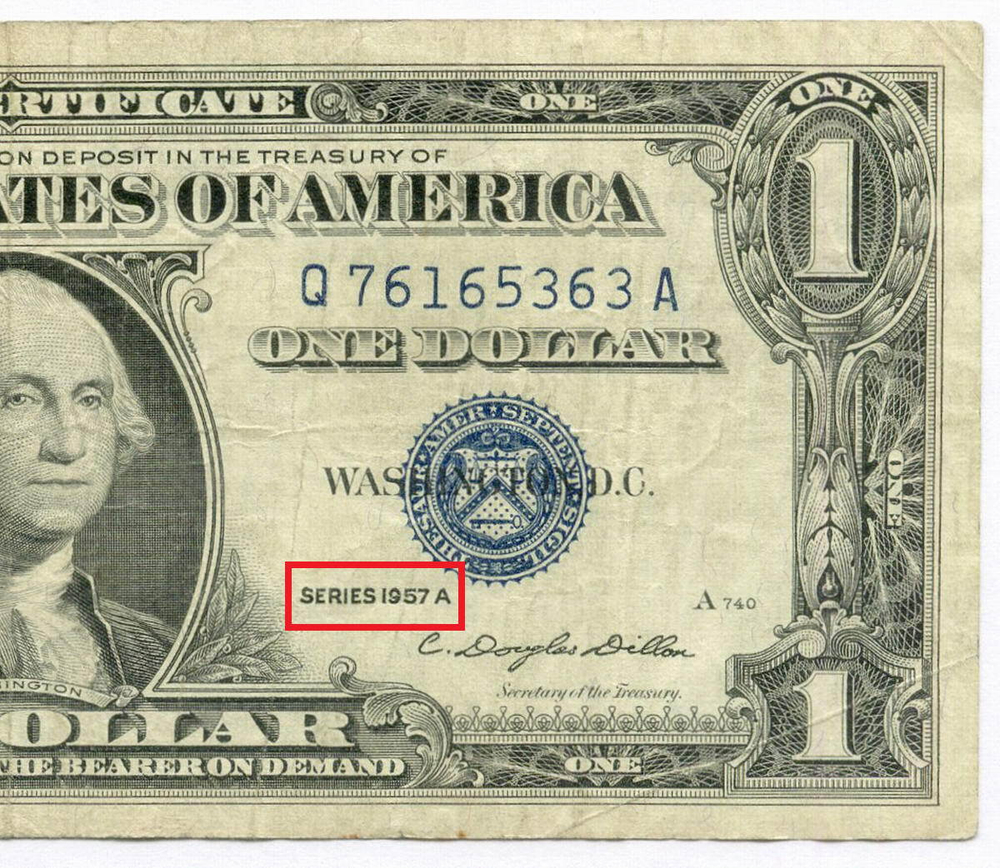Банкнота США 1 доллар (серебряный сертификат) 1957A Q 76165363 A. VF