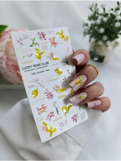 Lucky Rose Слайдеры наклейки для длинных ногтей 433