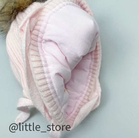 Шапка зимняя "Бантик" Нежно-розовая