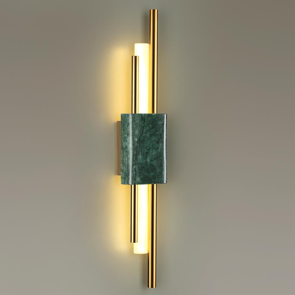 4360/10WL MIDCENT ODL23 000 изумрудный мрамор/золотистый металл Настенный св-к IP20 LED 10W 645Лм 3000K MARMI