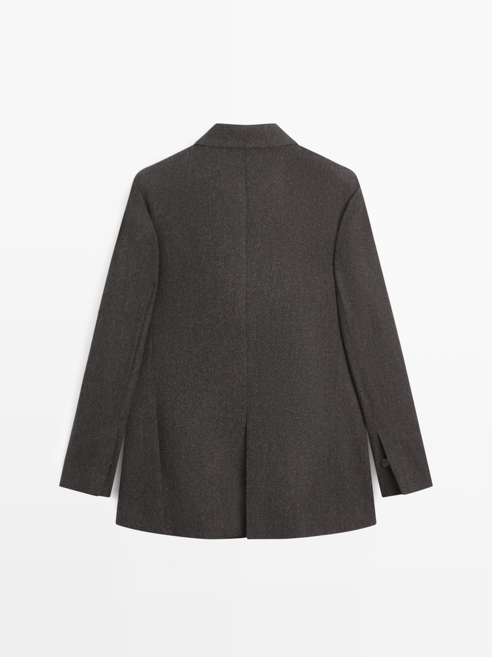 Massimo Dutti Блейзер из 100% шерстяной фланели с лацканами, шоколадный