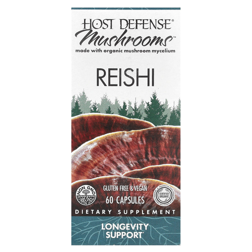 Host Defense, Mushrooms ™, рейши, 60 капсул (0,5 г в 1 капсуле)