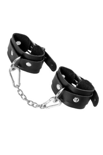 Наручники-браслеты Pecado BDSM, мини со скруглёнными углами, натуральная кожа, чёрные