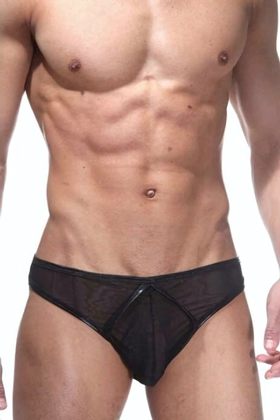 Черные трусы-слипы с блестящей окантовкой (Размер: S-M) (Цвет: черный)