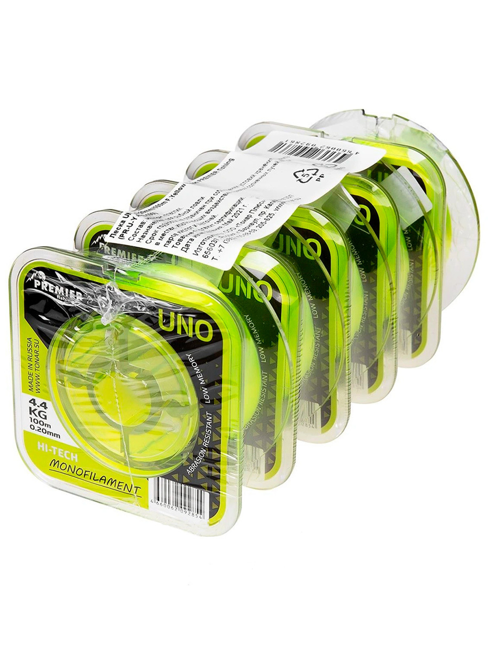 Леска для рыбалки Premier Fishing UNO F.Yellow Nylon 0,18mm/100m (PR-U-Y-018-100)