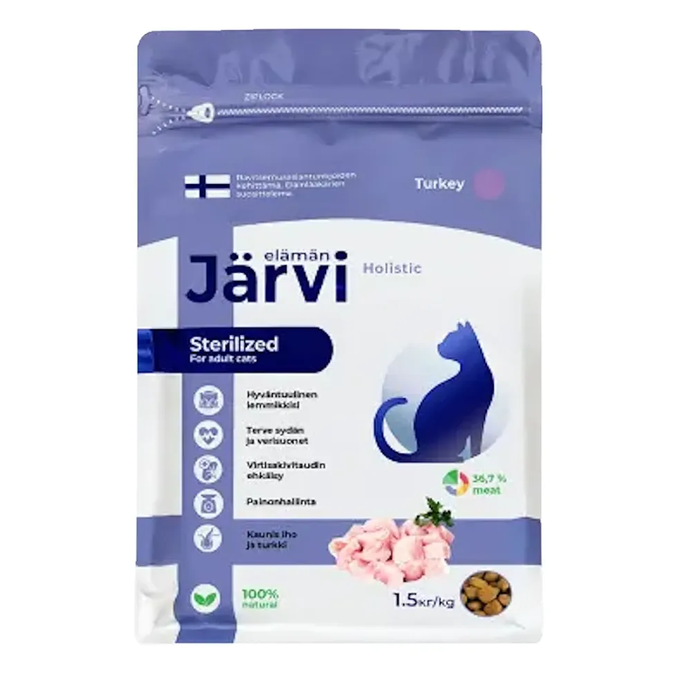 Сухой корм Jarvi для стерилизованных кошек и кастрированных котов, индейка