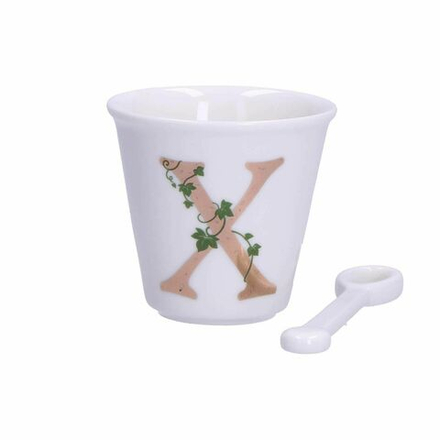 La Porcellana Bianca - Набор Unico, чашка и ложка для эспрессо, 75 мл, буква Х / артикул   P00450015X  / GTIN 8027549110061