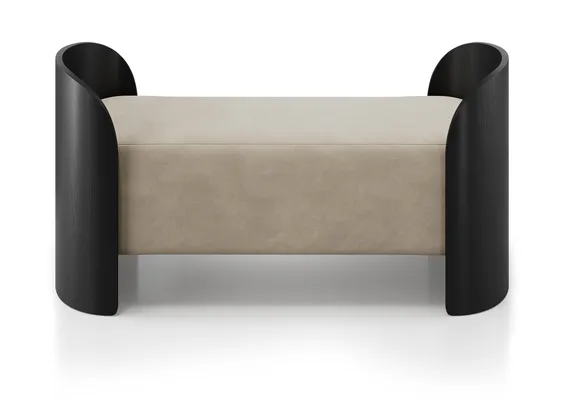 Банкетка Lagom 2 120 см (светло-бежевый FiberGuard, черный)