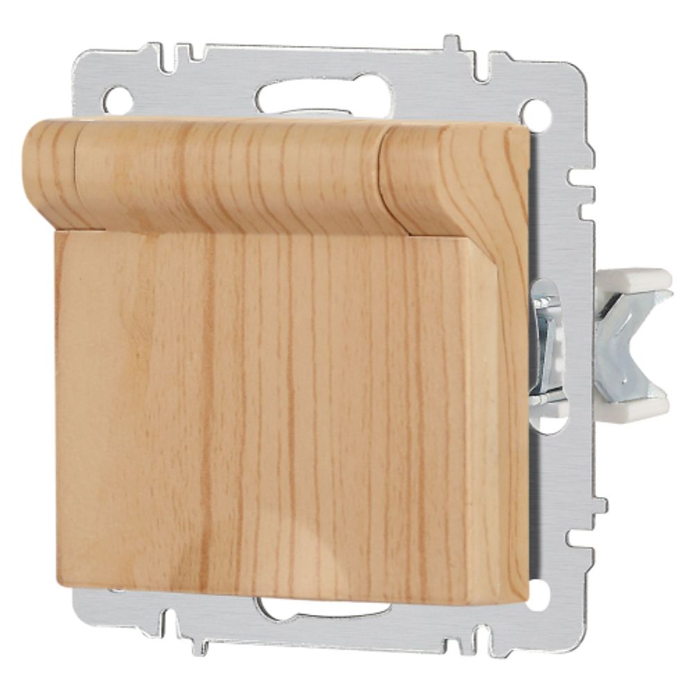 Розетка Intro Accent 6-203-11 2P+E Schuko с крышкой, 16А-250В, IP20, СУ, AL/CU, сосна | Intro