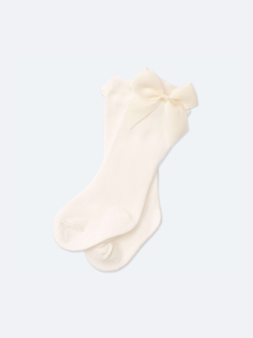 Гольфы с бантиком гладкие, Молоко