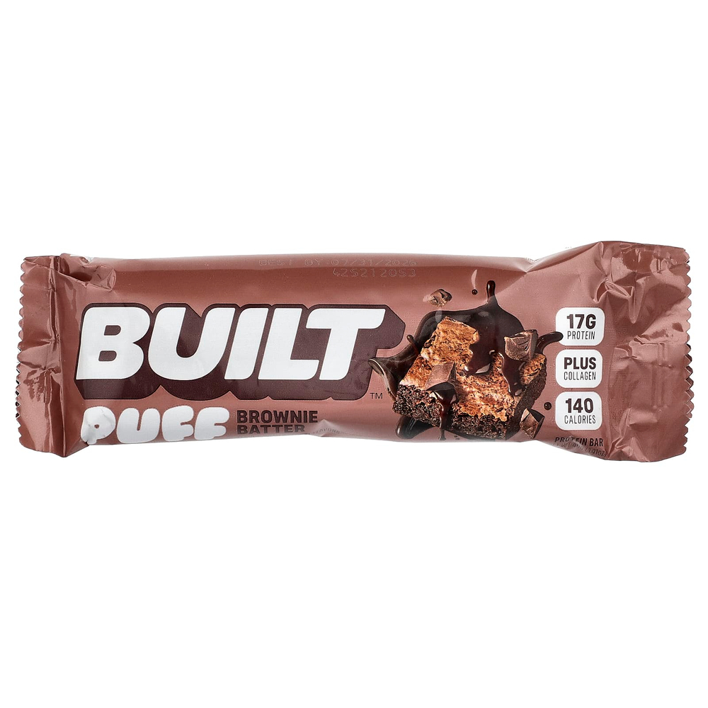 Built, Puff, протеиновые батончики, тесто для брауни, 4 шт. по 40 г (1,41 унции)