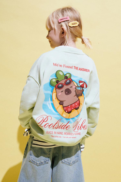 ZARA ТОЛСТОВКА С ПРИНТОМ «КАПИБАРА CAPYFUN ©», СВЕТЛО-ЗЕЛЕНЫЙ