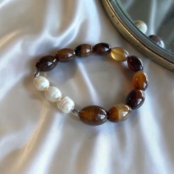 Брошь-булавка. Агат, Жемчуг