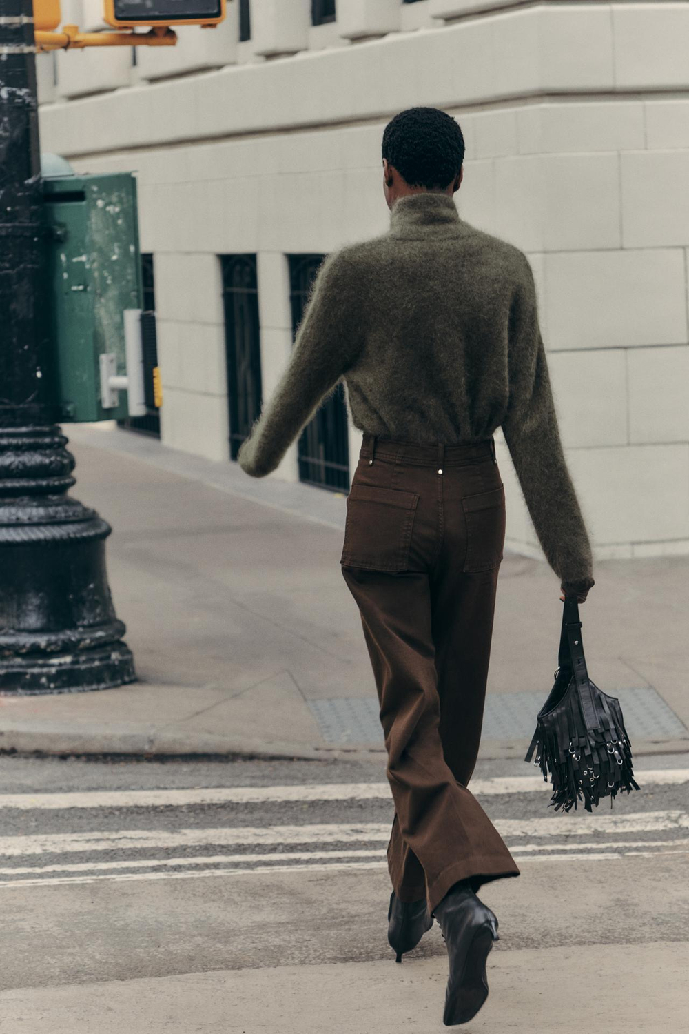 ZARA ДЖИНСЫ WIDE LEG С ВЫСОКОЙ ПОСАДКОЙ — ZW COLLECTION, КОРИЧНЕВЫЙ