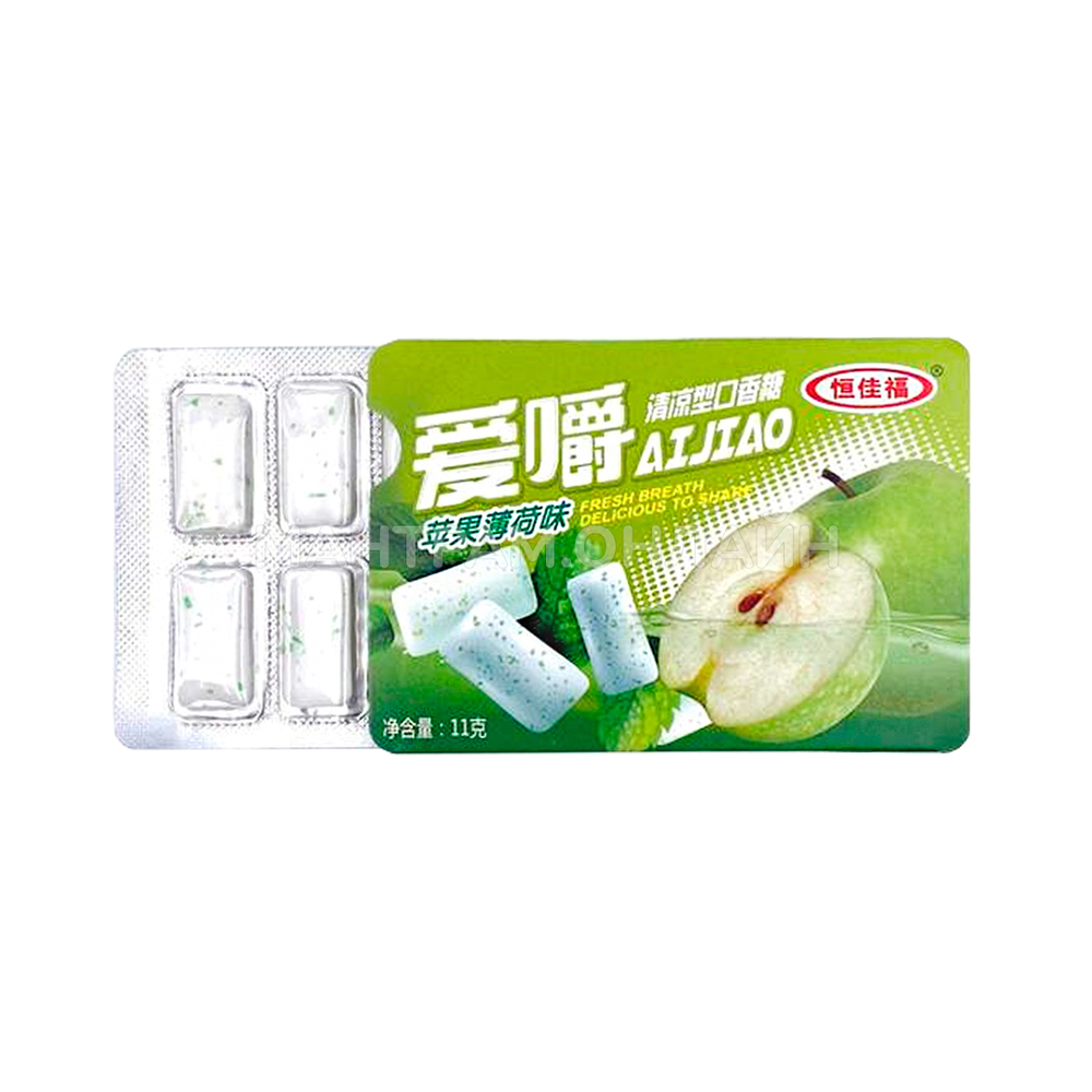 Жевательная резинка Aijiao Fresh Breath вкус яблоко 11 г