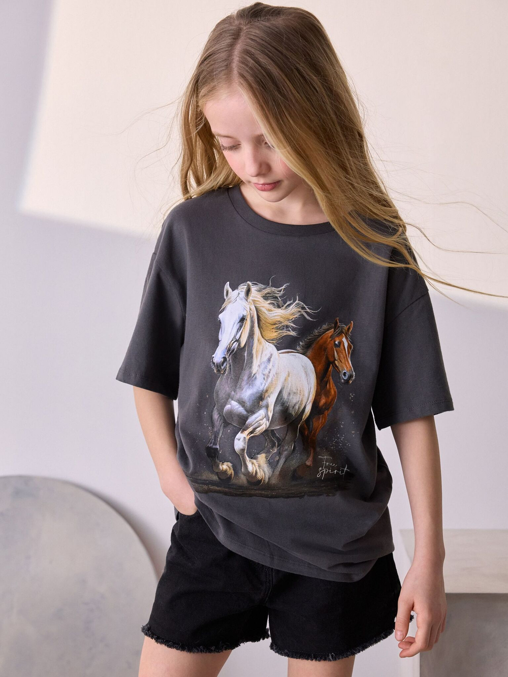 Футболка для девочки Next AR6-318, Темно-серый