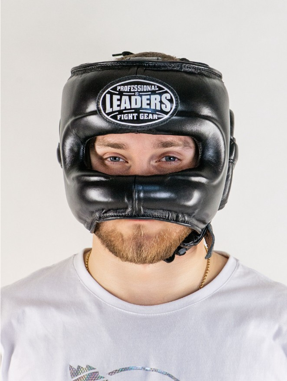 Шлем боксерский LEADERS LS FULL LEATHER с бамперной защитой BK ( кожа, черный)