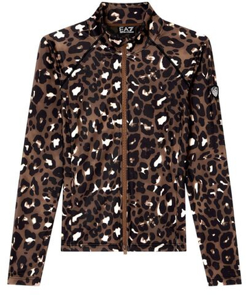 Женская Кофта теннисная EA7 Woman Jersey - fancy brown/animalier micro