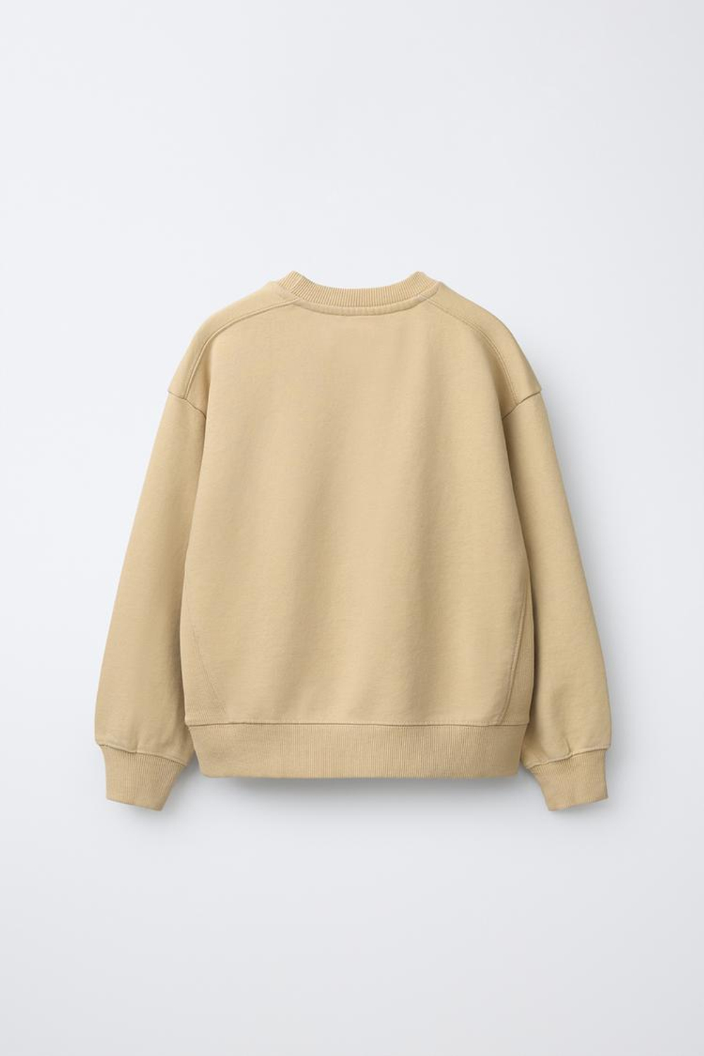 ZARA ТОЛСТОВКА ИЗ КРАШЕНОЙ ТКАНИ С НАШИВКОЙ, БЕЖЕВЫЙ