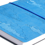 НОВИНКА! Блокнот "Облака" в клетку А5 128 листов, гибкая обложка из экокожи (цвет голубой) с блинтовым тиснением рисунка по полю