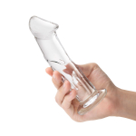Прозрачный стеклянный фаллоимитатор 6’’ Glass Dildo With Veins & Flat Base - 15,2 см. (Цвет: прозрачный)