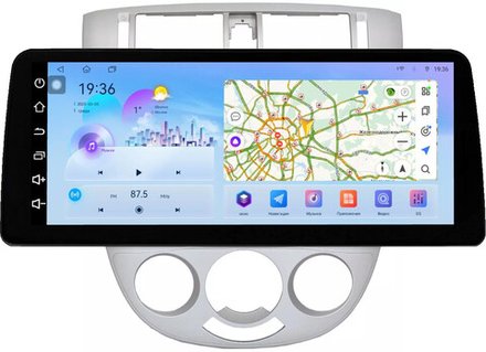 Магнитола для Chevrolet Lacetti седан/универсал, Daewoo Gentra (кондиционер, рамка серебро) - FarCar монитор 12.3" 2K QLED на Android 14, TS10, CarPlay, 4G SIM-слот