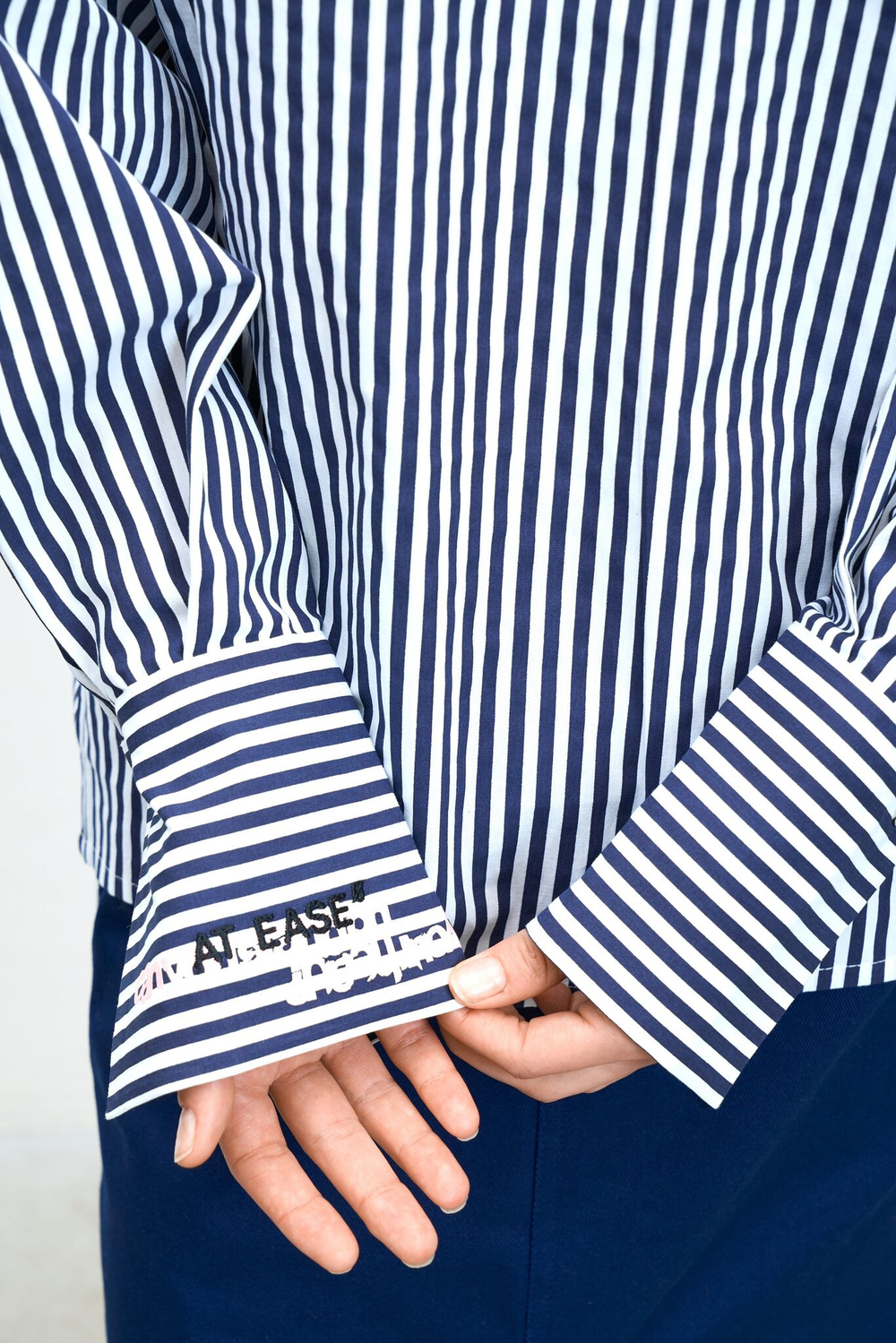 Лонгслив из рубашечной ткани в полоску