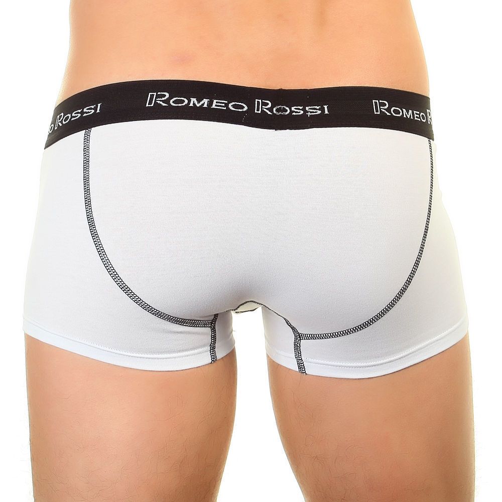 Мужские трусы боксеры белые с черной окантовкой  Romeo Rossi RR365-101